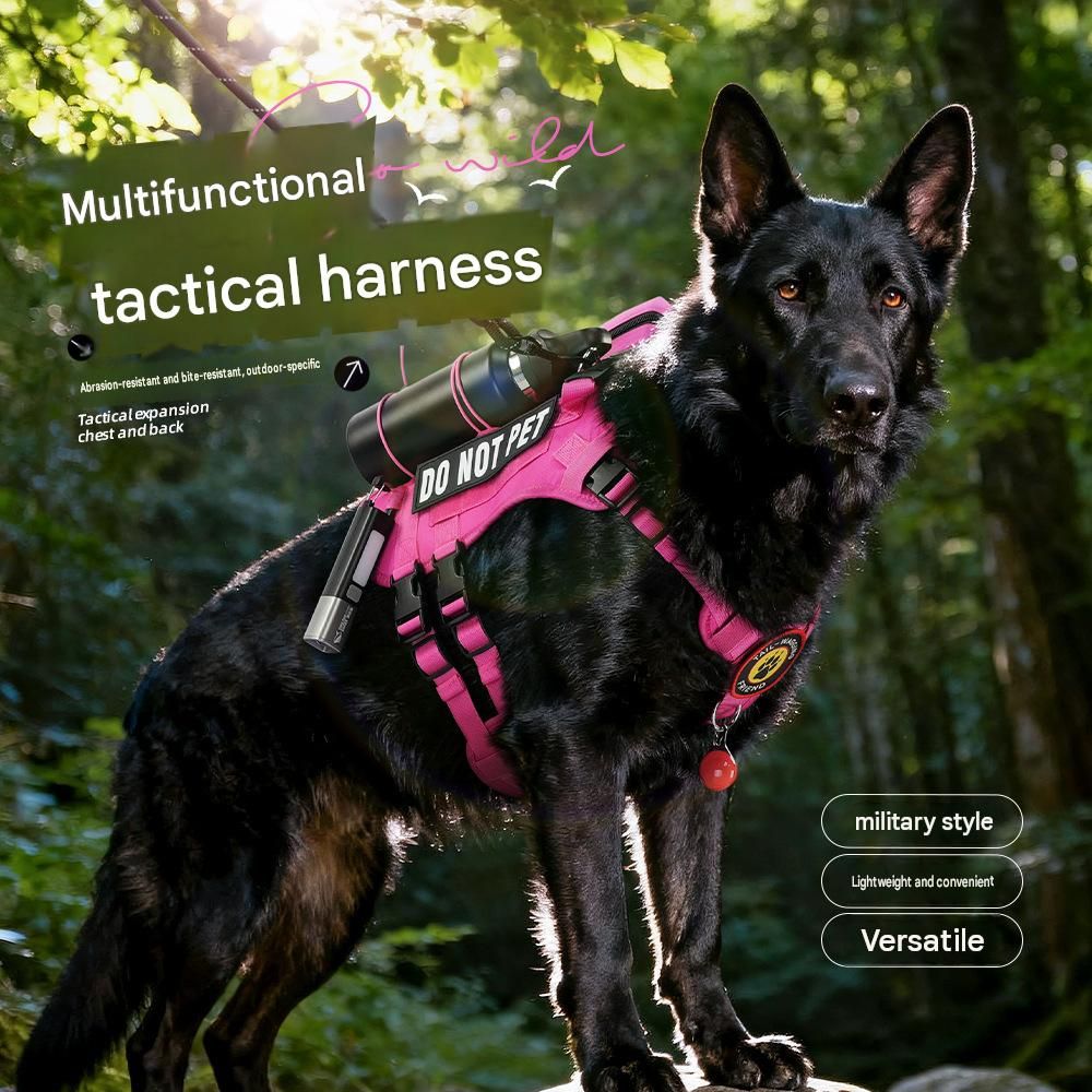 L size Red Tactical Dog Harness for Large Dogs - Oxford Fabric No Pull Vest view 2