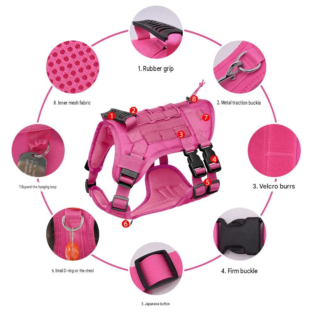 S size Red Tactical Dog Harness for Large Dogs - Oxford Fabric No Pull Vest view 4