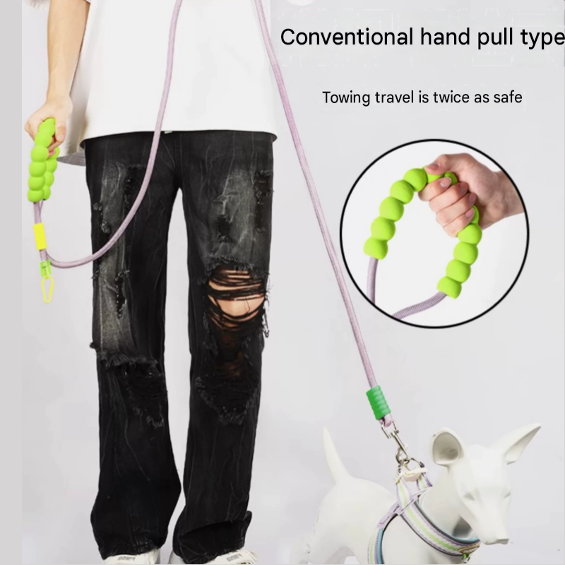 Black Multi Functional Dog Leash with Foam Handle - 1.85m Nylon Hands Free view 9