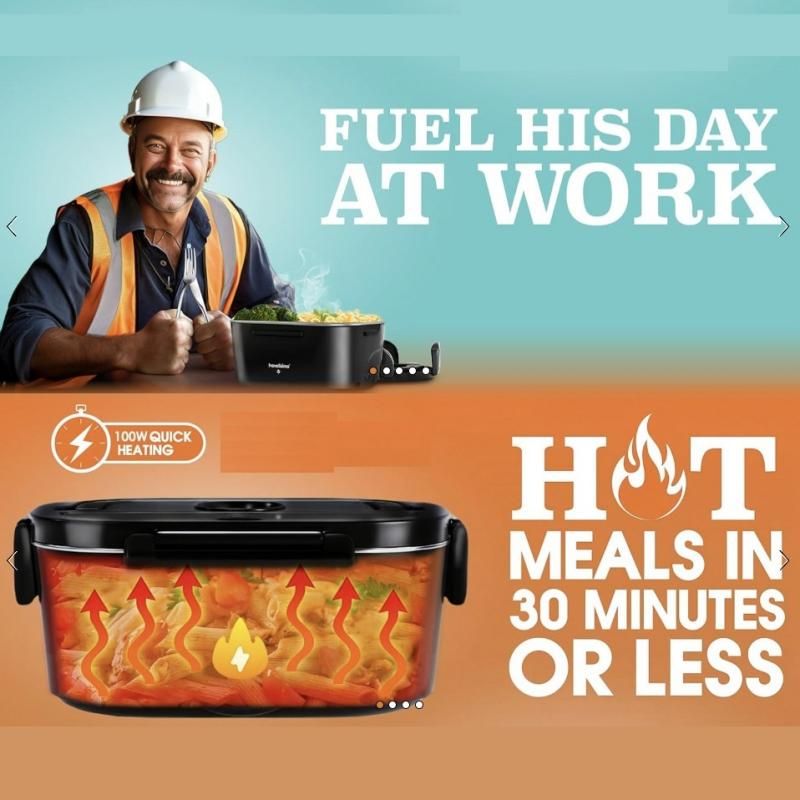 Grey Electric Lunch Box 1.5L - Portable Food Heater with 12V Car and 240V Home view 3