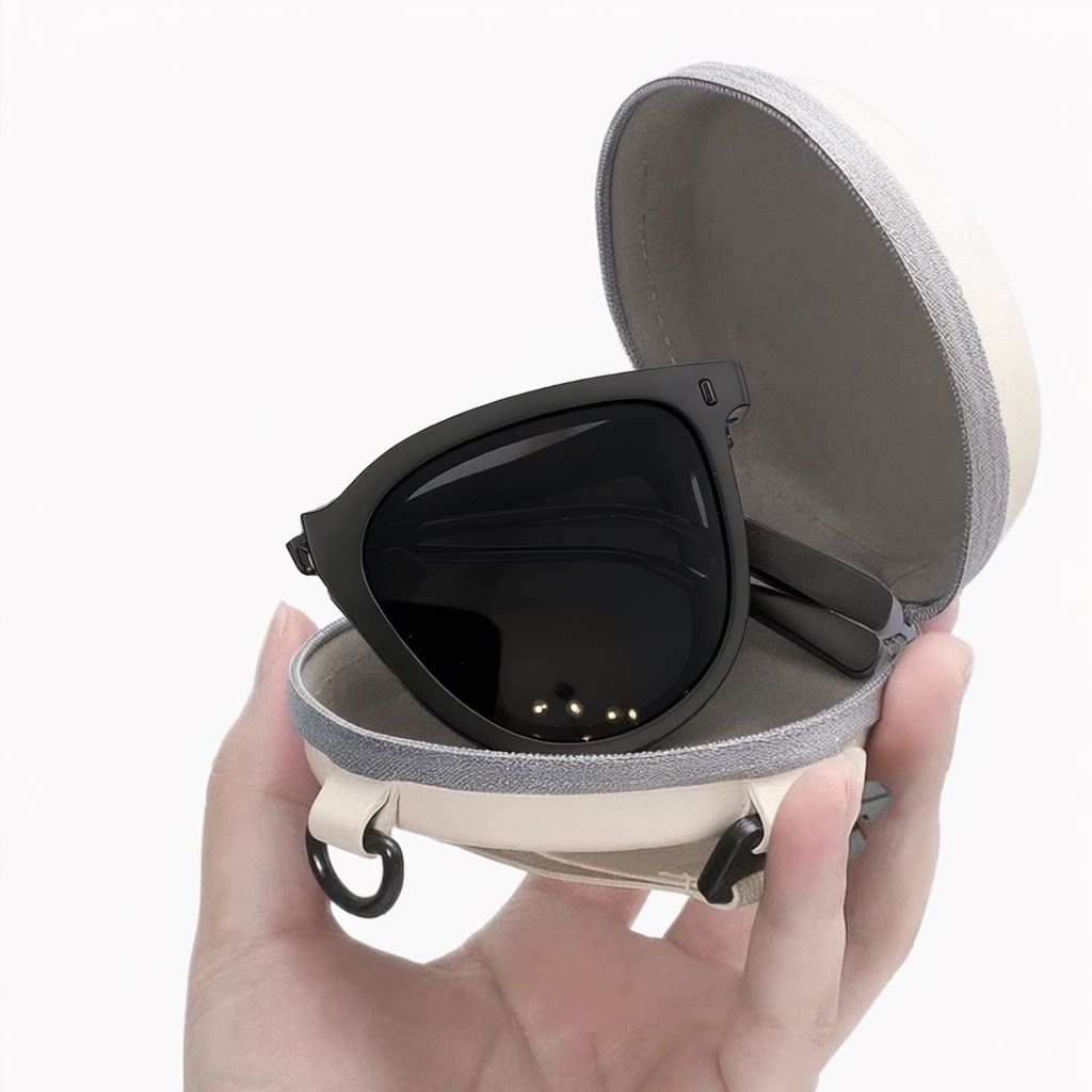 Black Foldable Sunglasses for Women - Protection Fashion Square Round Frame