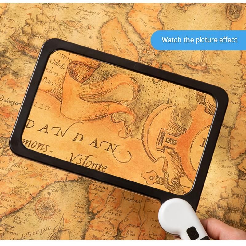 Black White Foldable LED Magnifying Glass with Light - 5X Large Rectangular Lens view 10