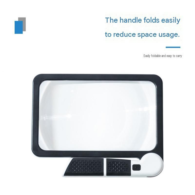 Black Blue Foldable LED Magnifying Glass with Light - 5X Large Rectangular Lens view 6