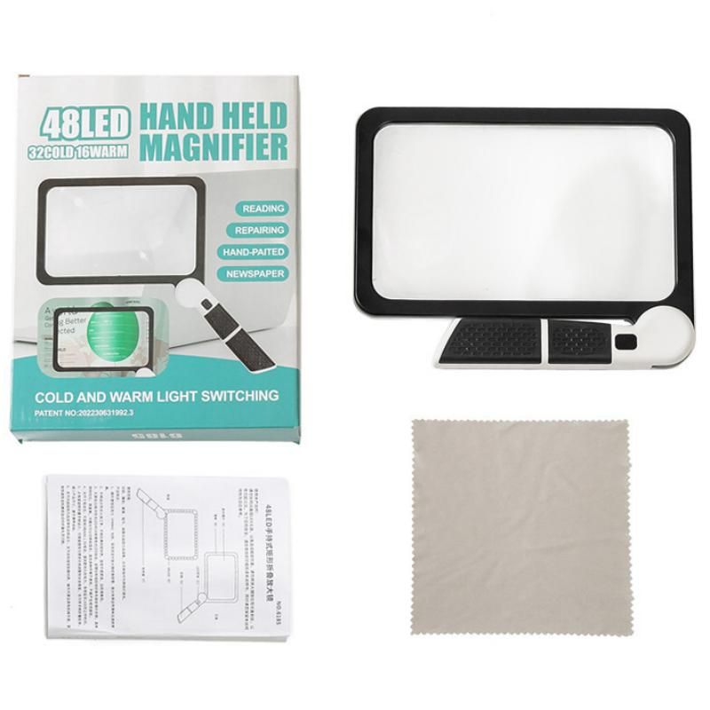Black Blue Foldable LED Magnifying Glass with Light - 5X Large Rectangular Lens view 12