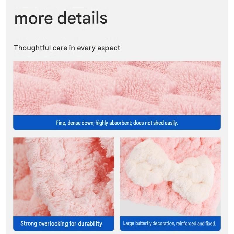 3 Pack Blue Coral Fleece Hair Drying Towel - Cloud Velvet Absorbent Hair Wrap view 10