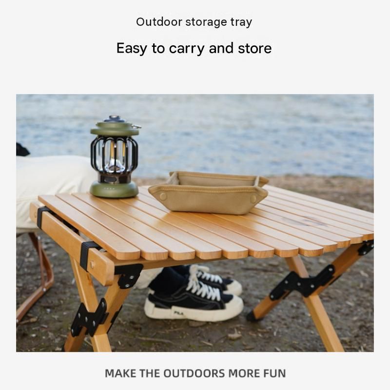 4-Pack 25x25cm Khaki Folding Camping Storage Tray - 600D Oxford Cloth Portable view 4