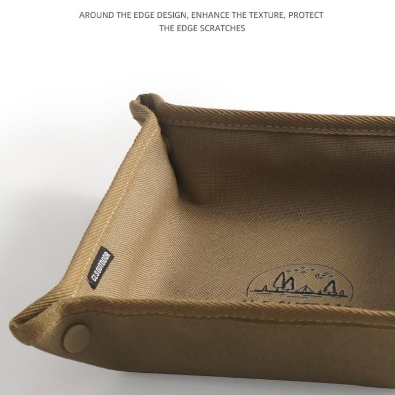 4-Pack 25x25cm Khaki Folding Camping Storage Tray - 600D Oxford Cloth Portable view 6