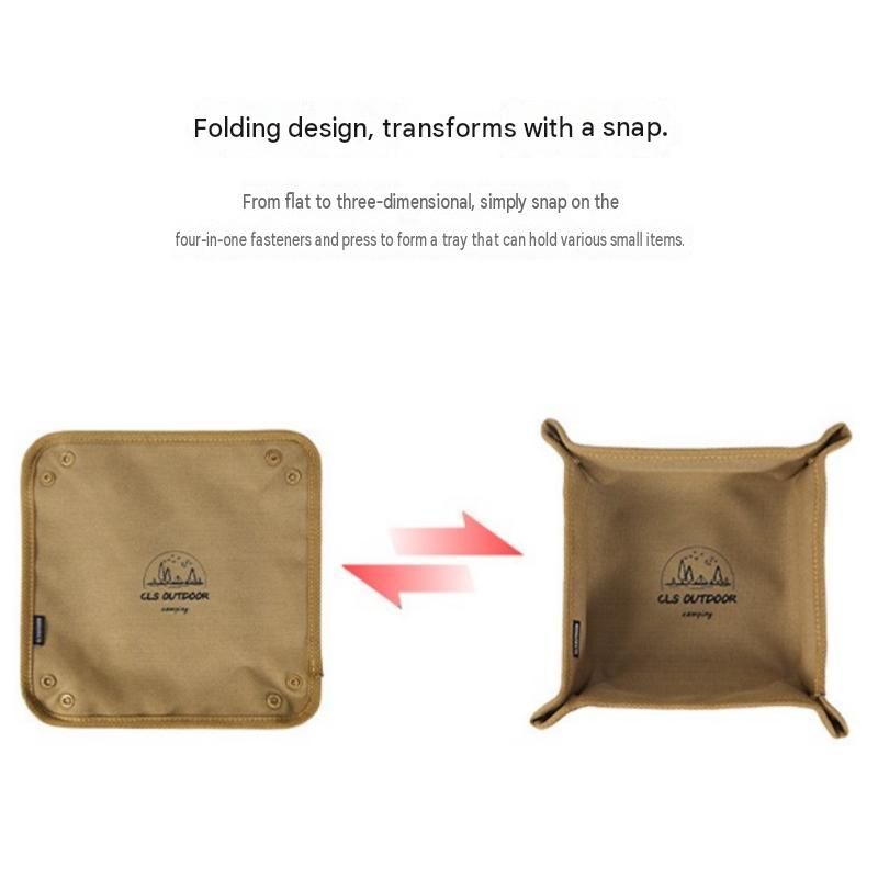 4-Pack 30x30cm Khaki Folding Camping Storage Tray - 600D Oxford Cloth Portable view 5
