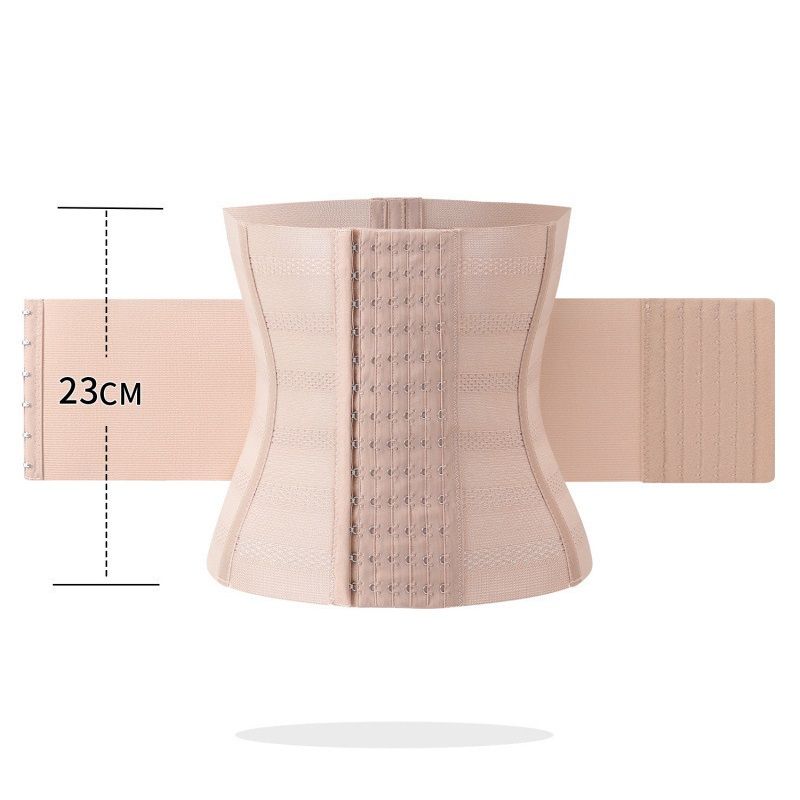 Beige Size S Women's Waist Trainer Cincher - 7 Steel Bones Double Layer Mesh