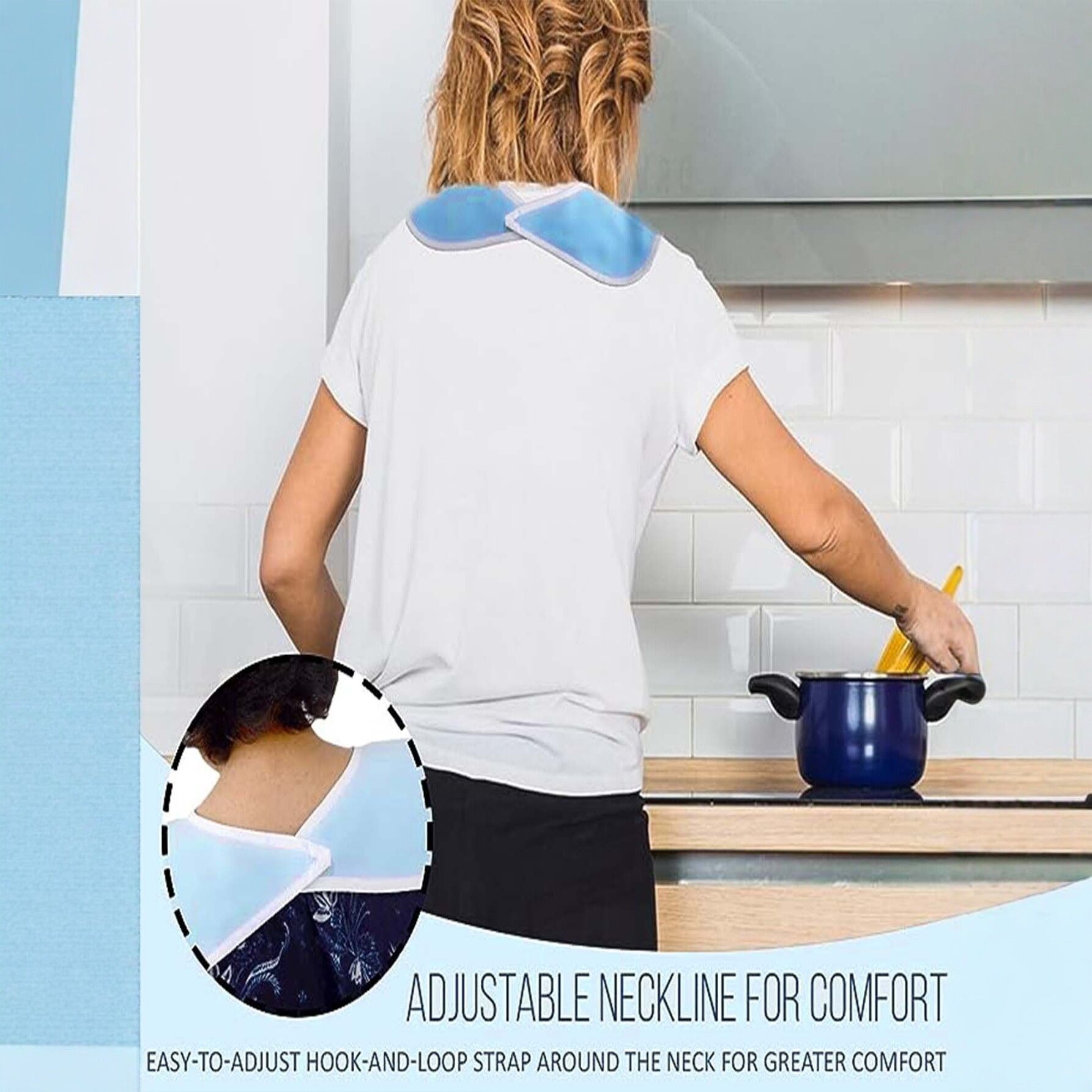 2 Pack Blue Adult Waterproof Dining Bib - 75cm x 45cm Polyester Apron with Pocket view 4