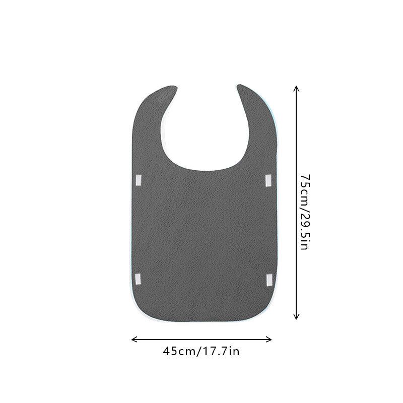 2 Pack Grey Adult Waterproof Dining Bib - 75cm x 45cm Polyester Apron with Pocket