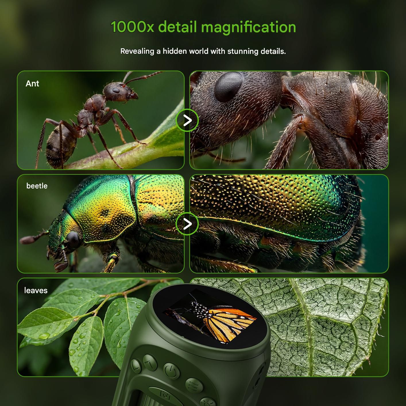 Dark green Portable Digital Microscope for - 1000x Magnification view 4