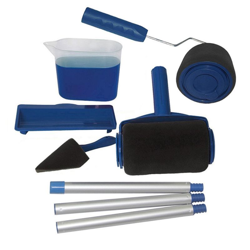 6-piece Paint Roller Set with Fillable Roller and Edger - Leak Proof Wall