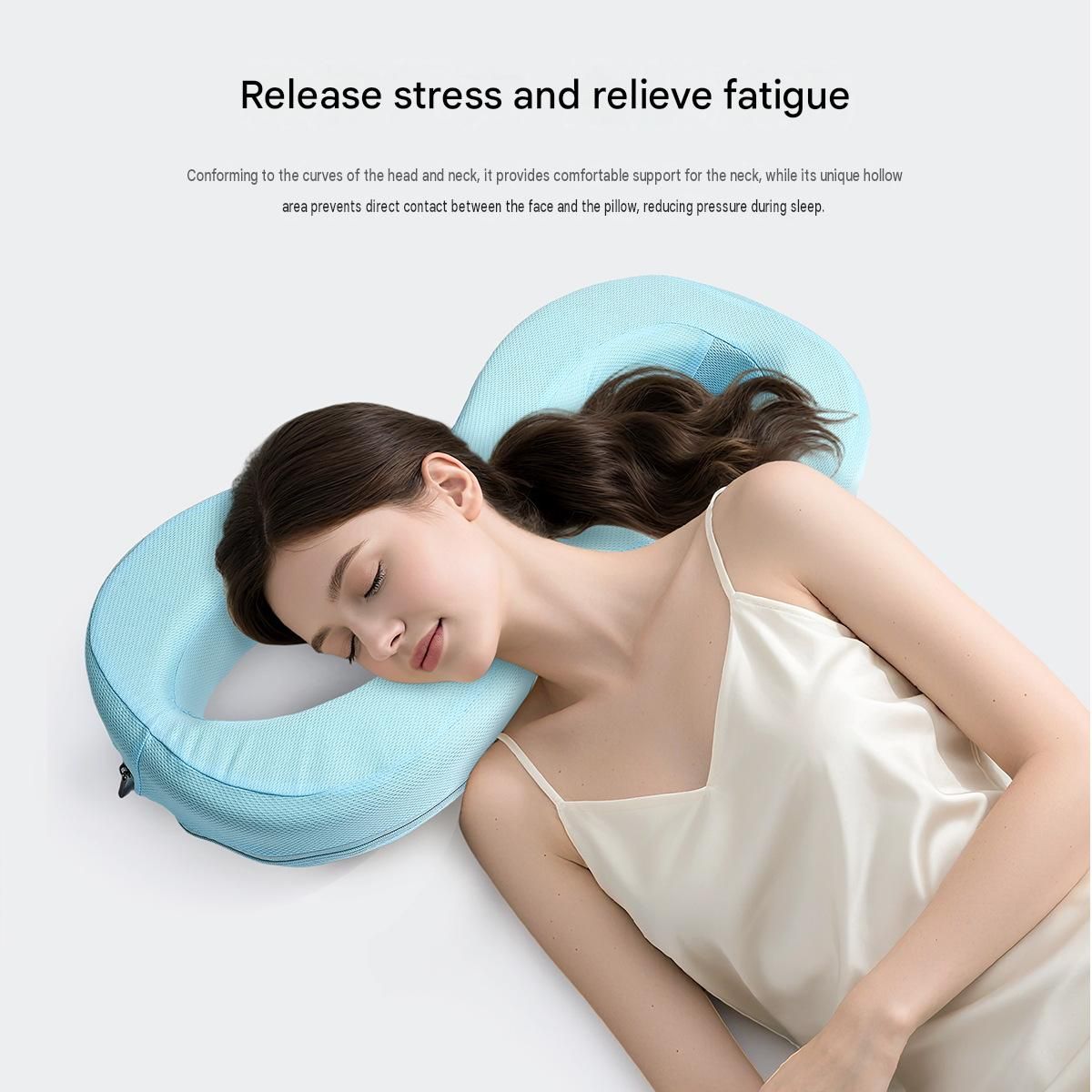 Blue Memory Foam Beauty Pillow for Side Sleepers - Anti-Wrinkle Face Pillow view 3