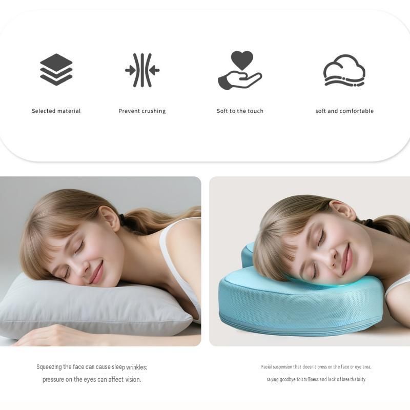 Blue Memory Foam Beauty Pillow for Side Sleepers - Anti-Wrinkle Face Pillow view 4
