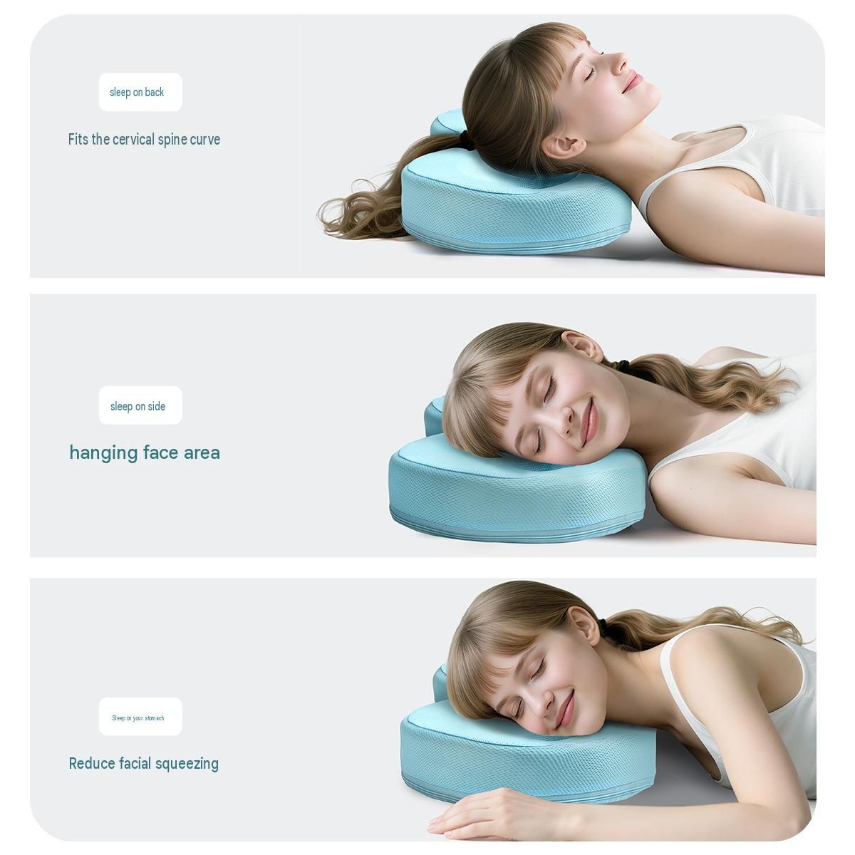 Blue Memory Foam Beauty Pillow for Side Sleepers - Anti-Wrinkle Face Pillow view 5