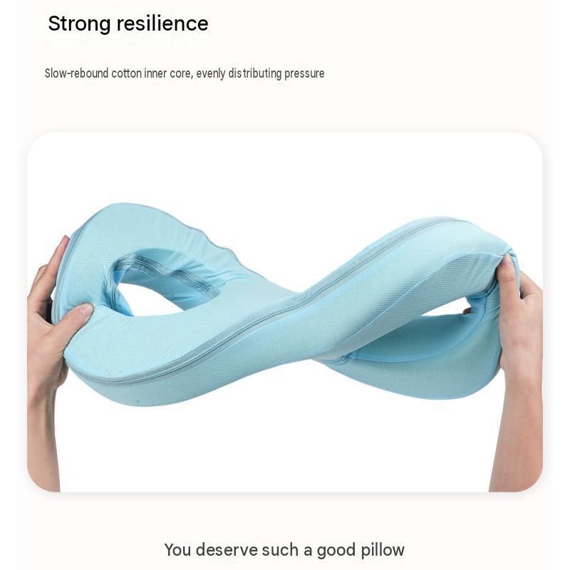 Blue Memory Foam Beauty Pillow for Side Sleepers - Anti-Wrinkle Face Pillow view 8
