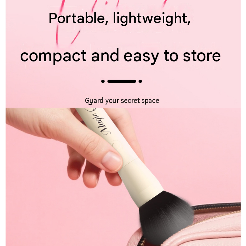 Beige Discreet Makeup Brush Vibrator - 10 Mode USB Rechargeable Teaser Wand view 8