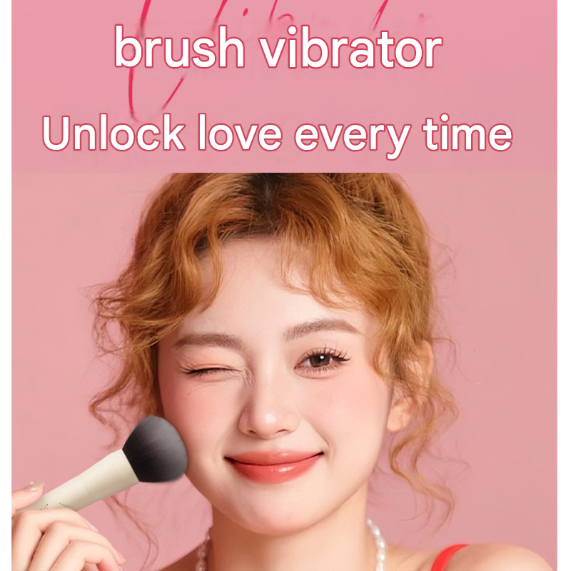 Red Discreet Makeup Brush Vibrator - 10 Mode USB Rechargeable Teaser Wand with view 2