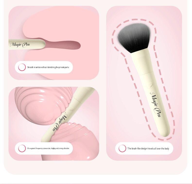 Black Discreet Makeup Brush Vibrator - 10 Mode USB Rechargeable Teaser Wand view 10