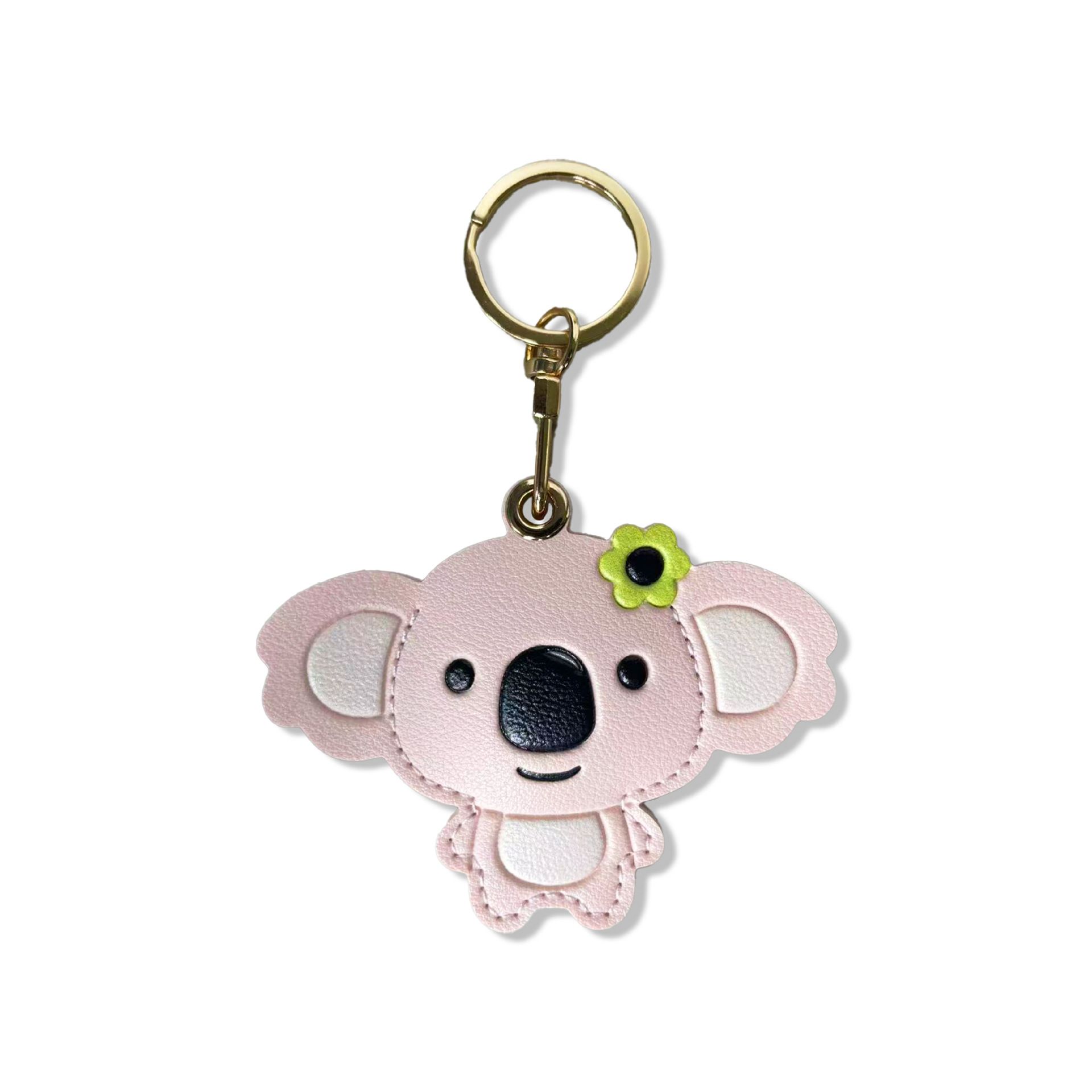 Pink Cute Koala Leather Keychain & Card Holder - Adorable Animal Accessory for