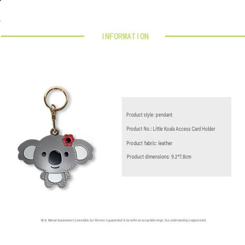 Pink Cute Koala Leather Keychain & Card Holder - Adorable Animal Accessory for view 4