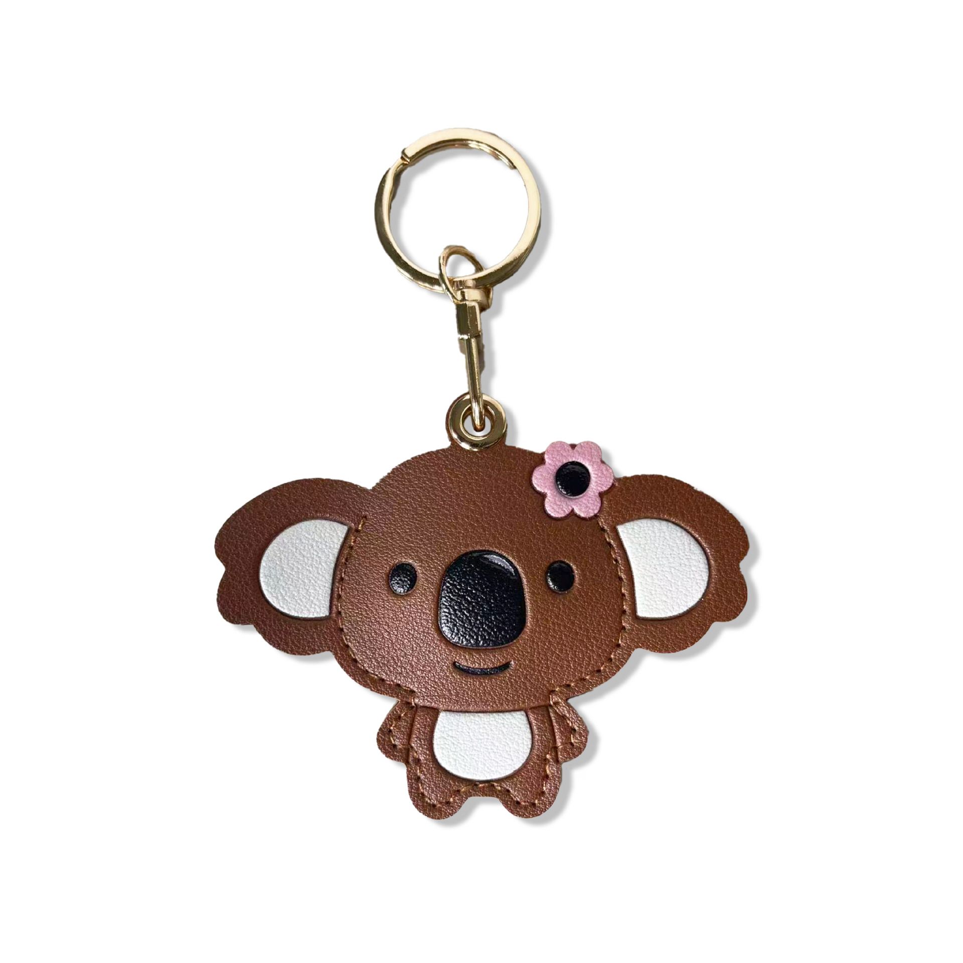 Brown Cute Koala Leather Keychain & Card Holder - Adorable Animal Accessory