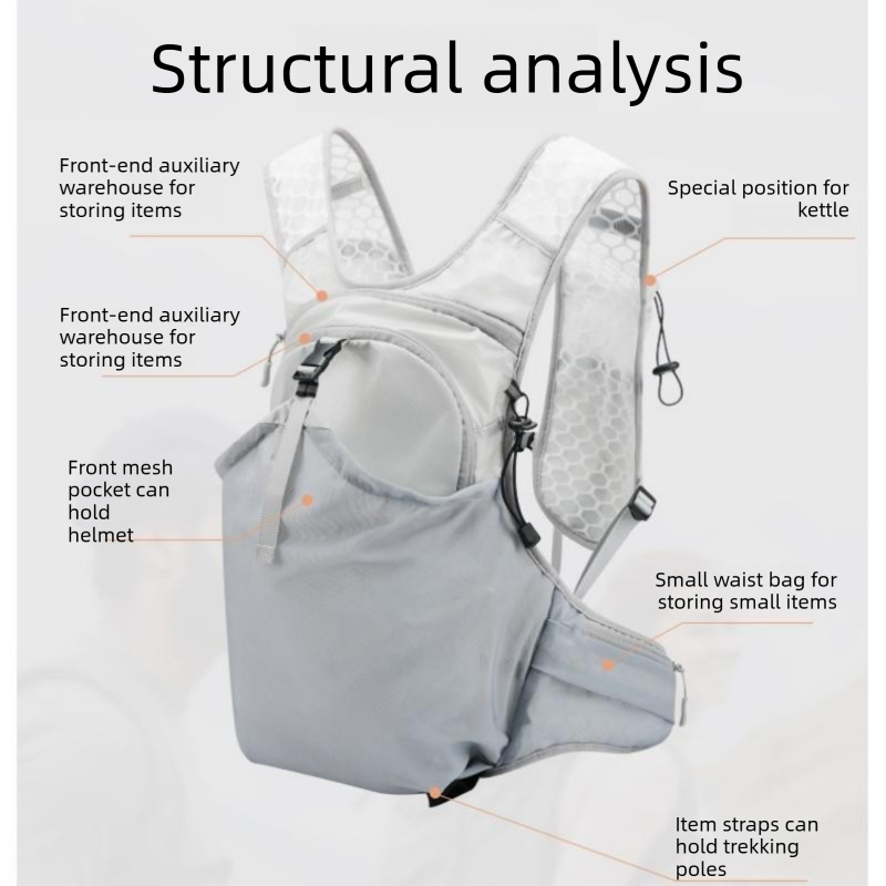 Black Lightweight Hydration Vest Backpack - Breathable Mesh view 5