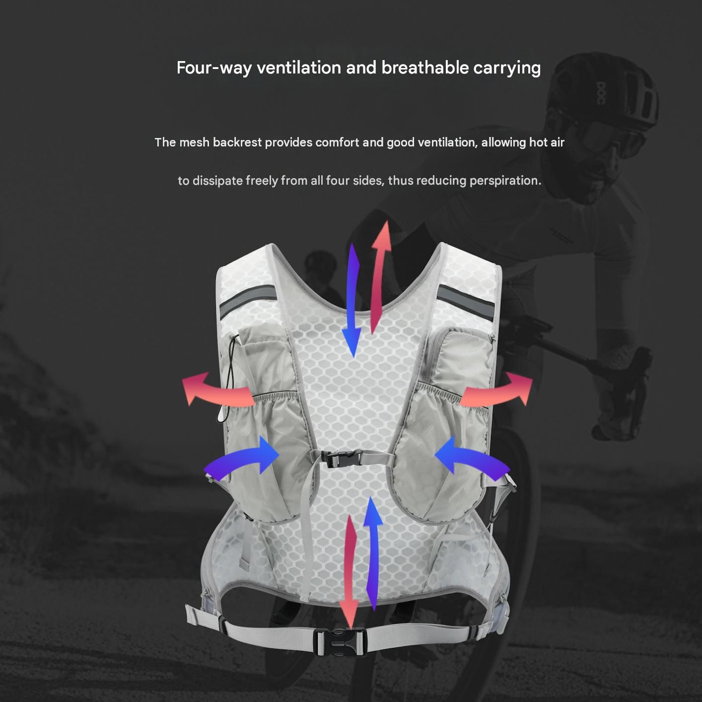 Green Lightweight Hydration Vest Backpack - Breathable Mesh view 4