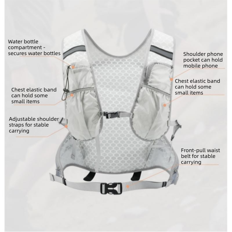 Green Lightweight Hydration Vest Backpack - Breathable Mesh view 6