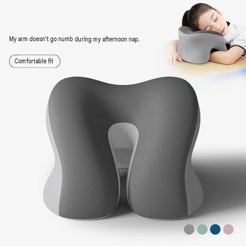 Grey Ergonomic Memory Foam Nap Pillow - Hollow Design view 3