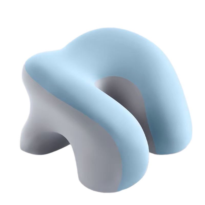 Blue-Grey Ergonomic Memory Foam Nap Pillow - Hollow Design