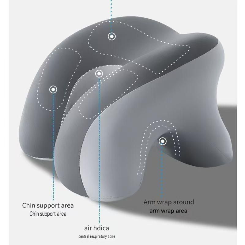 Blue-Grey Ergonomic Memory Foam Nap Pillow - Hollow Design view 5