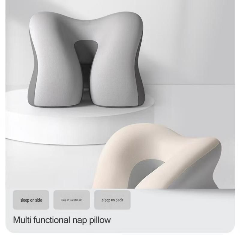 Blue-Grey Ergonomic Memory Foam Nap Pillow - Hollow Design view 6