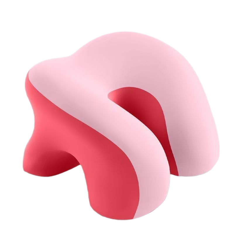 Pink-Red Ergonomic Memory Foam Nap Pillow - Hollow Design