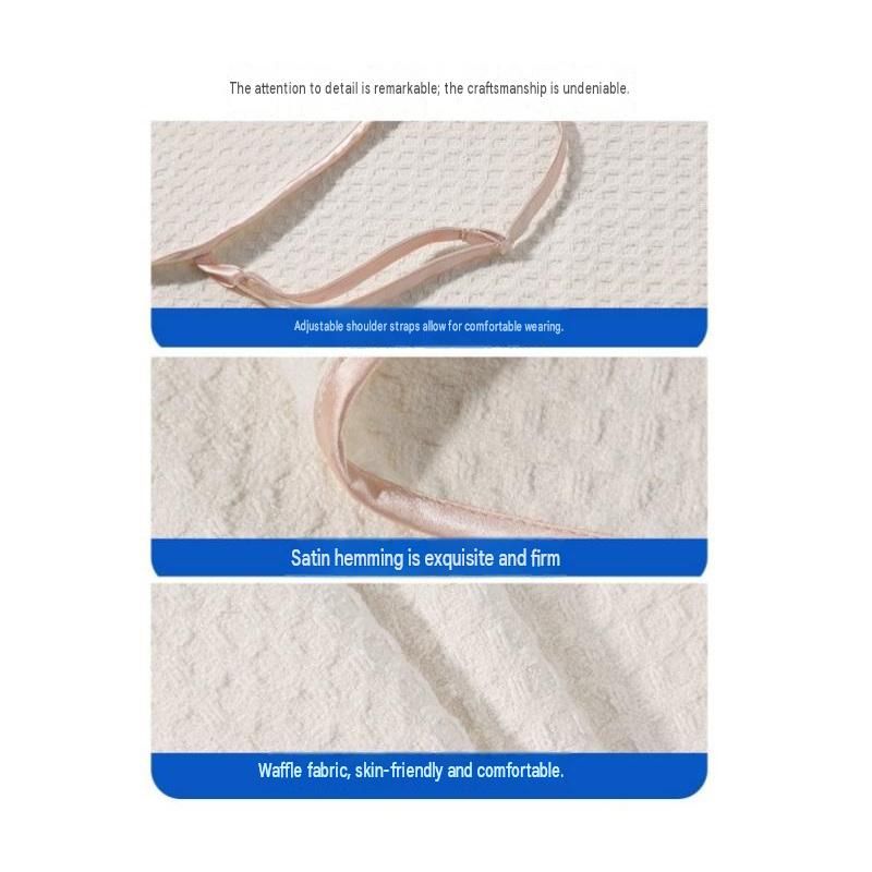 Champagne Wearable Waffle Bath Towel Set with Adjustable Straps - 70x150cm view 7