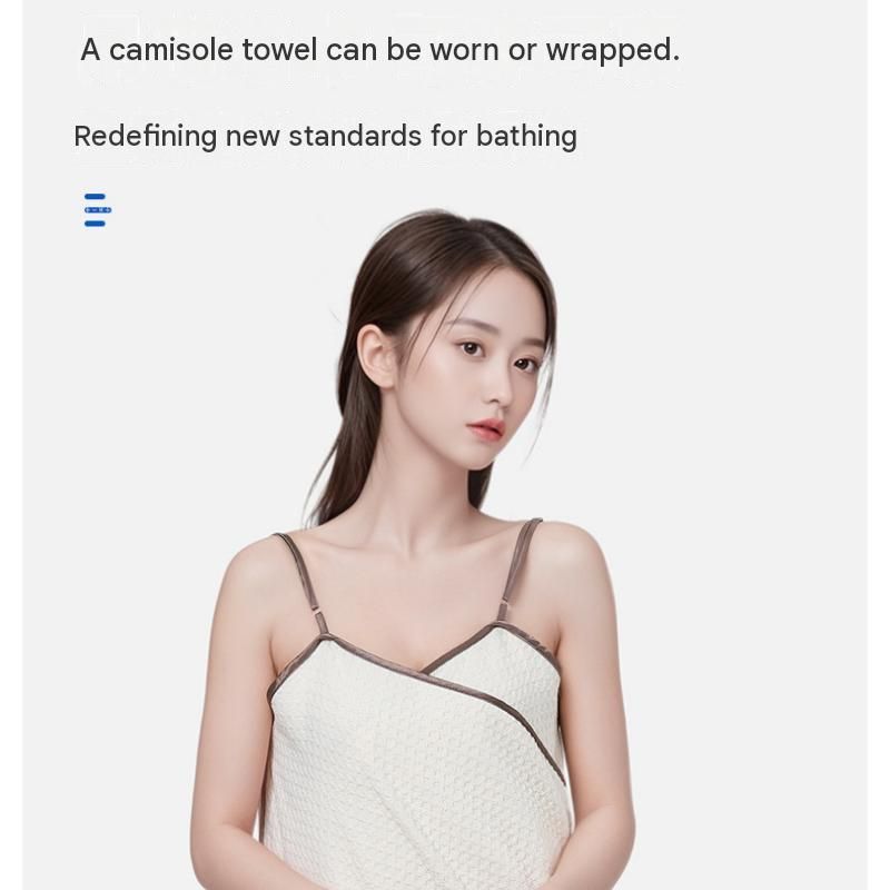 Smoky Brown Wearable Waffle Bath Towel Set with Adjustable Straps - 70x150cm view 3