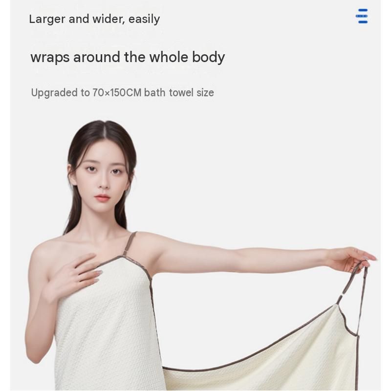 Smoky Brown Wearable Waffle Bath Towel Set with Adjustable Straps - 70x150cm view 5