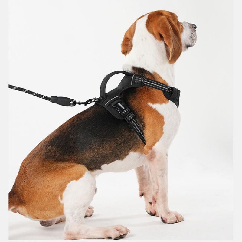 L size Black No Pull Dog Harness and Leash Set - Reflective Oxford Fabric view 11