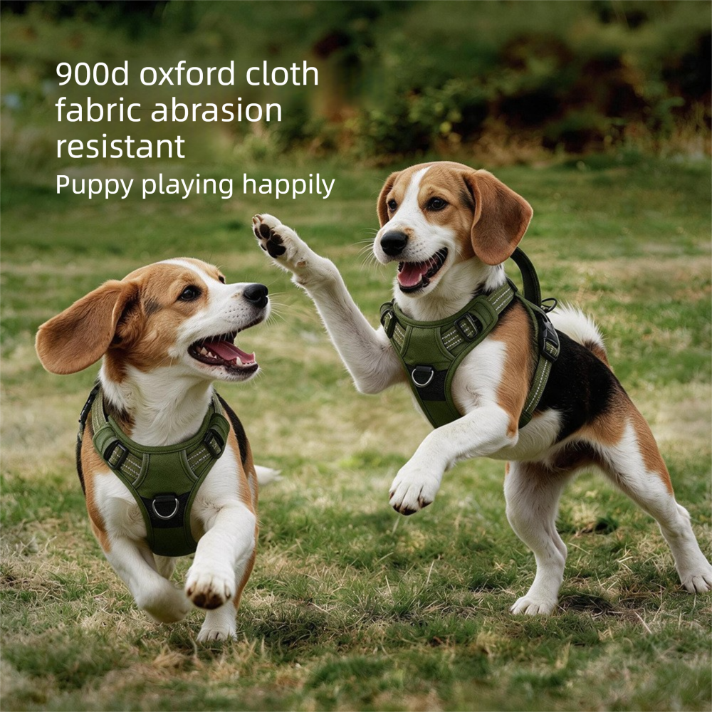 XL size Coffee No Pull Dog Harness and Leash Set - Reflective Oxford Fabric view 4