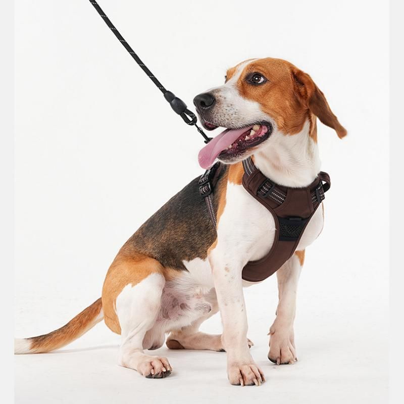 XL size Coffee No Pull Dog Harness and Leash Set - Reflective Oxford Fabric view 11