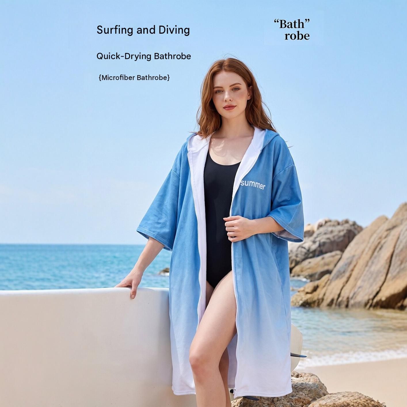 2 pack Quick Dry Microfiber Surf Poncho Towel（Style 4）- Hooded Changing Robe view 2