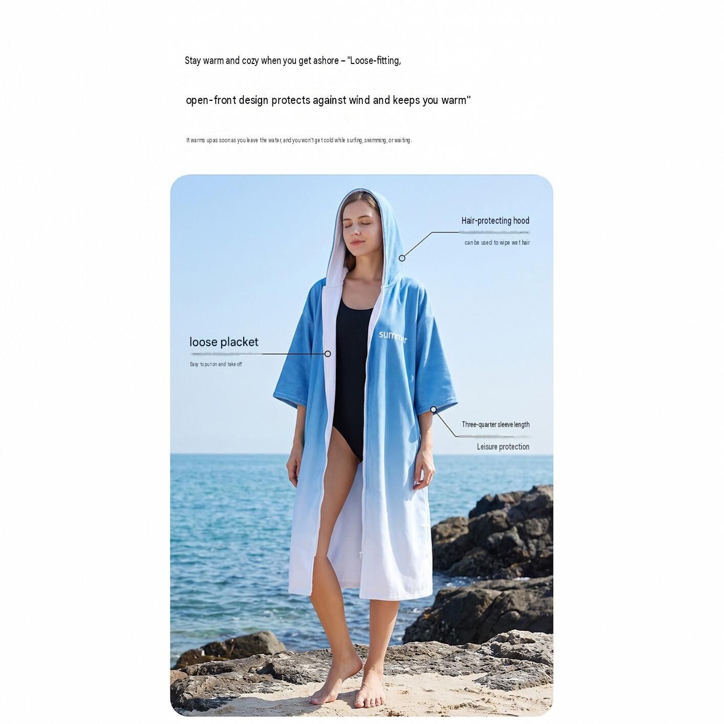 2 pack Quick Dry Microfiber Surf Poncho Towel（Style 5）- Hooded Changing Robe view 4
