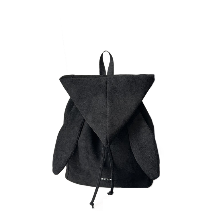 Black Suede Drawstring Backpack - Lightweight Convertible with Top Handle