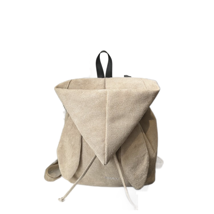 Khaki Suede Drawstring Backpack - Lightweight Convertible with Top Handle