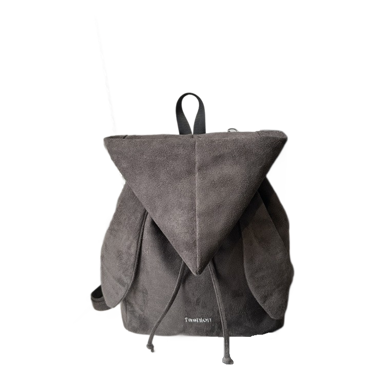 Grey Suede Drawstring Backpack - Lightweight Convertible with Top Handle