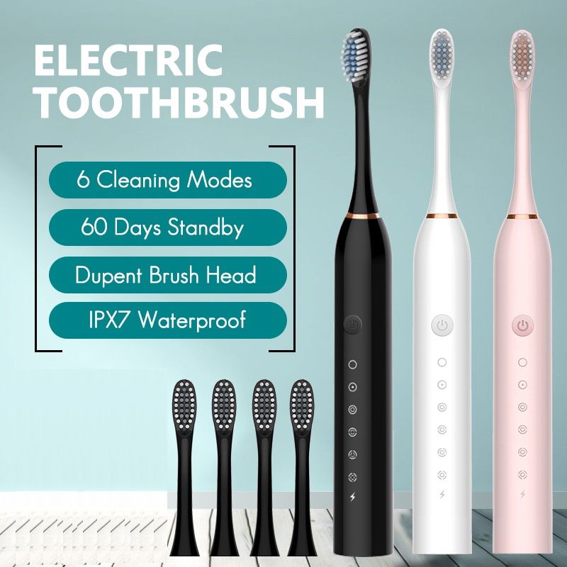 Sonic Electric Toothbrush White 8-Brush-Head Set - 6 Cleaning Modes view 2