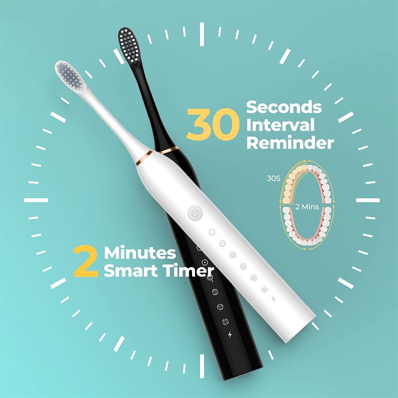Sonic Electric Toothbrush White 8-Brush-Head Set - 6 Cleaning Modes view 5