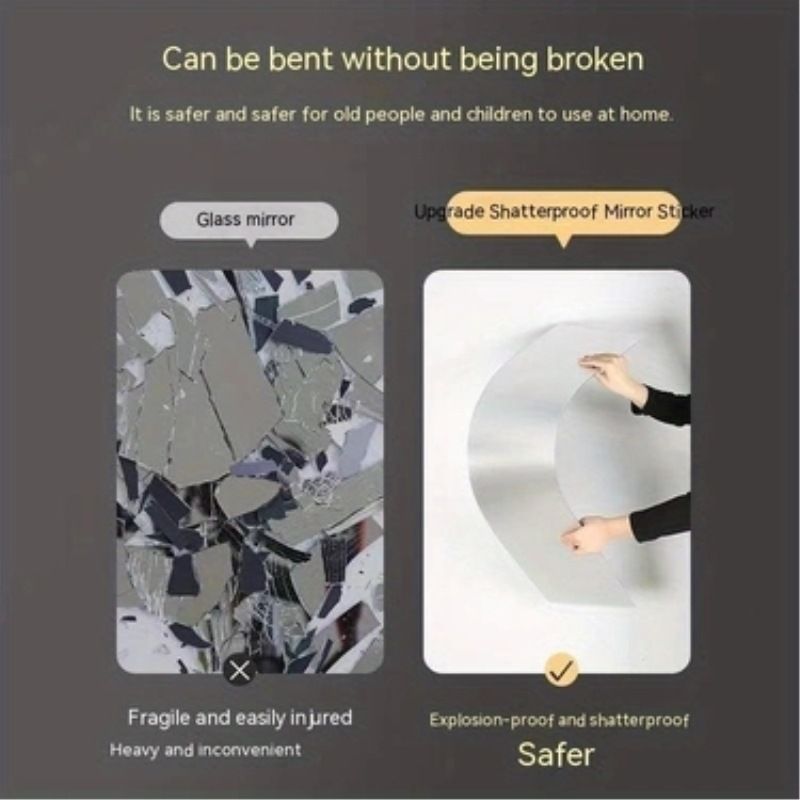 Acrylic Full Length Mirror Wall Sticker - 4 Piece Shatterproof Self Adhesive view 4
