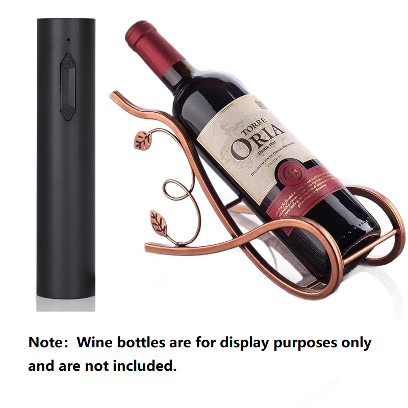 Black Electric Wine Opener and Rose gold Decorative Iron Wine Rack Set